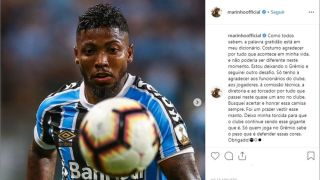 A caminho do Santos, Marinho se despede do Grêmio nas redes sociais